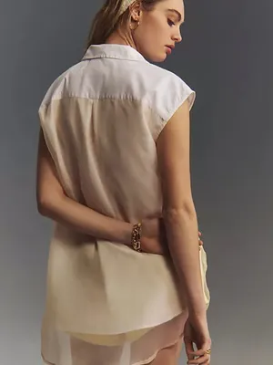 Maeve Anthropologie Bennet White Sleeveless Buttondown Muscle Tank Top M thumbnail 12