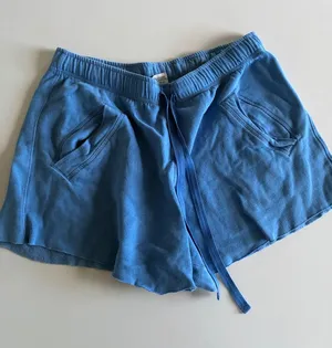 Y2K Pink Victoria's Secret Blue Fleece Lounge Shorts Logo Raw Hem Small thumbnail 1