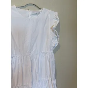 English Factory White Ruffle Tiered Mini Dress Size M Coastal Preppy thumbnail 5