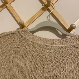 Aerie Tan Cotton and Acrylic Knit Crewneck Sweater size Small thumbnail 8