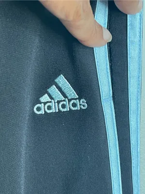 ADIDAS Black Track Pants with Light Blue Stripes Sz S thumbnail 4