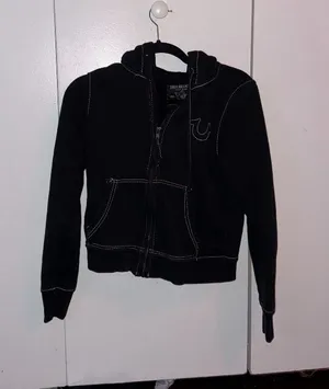 True Religion Black Contrast Stitch Zip Hoodie thumbnail 1