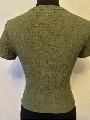 Abercrombie Olive Textured Short-Sleeve Top thumbnail 4