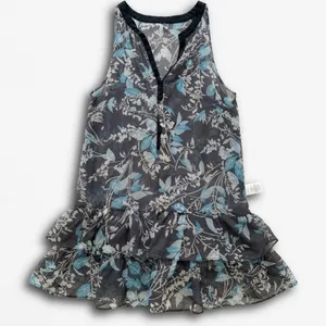 Charlotte Russe Floral Mini Dress XS Navy Blue Sleeveless Ruffle Hem Chiffon thumbnail 1