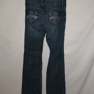 Petrol Sterling 31x33.5 Low Rise Bling Cross Wing Jeans thumbnail 2