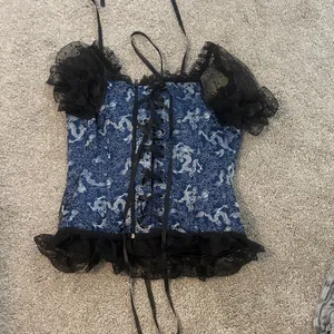 New corset with dragons royal blue and Black Lace-Up Women's Top L/M thumbnail 2