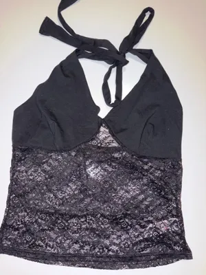 Lace Halter Top Black Size L thumbnail 1