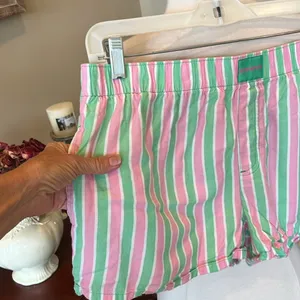 Pajama Shorts Pink Lime Green Striped Size M thumbnail 2