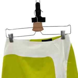 Piazza Sempione Neon Lime Green Cream‎ Colorblock Mini Skirt Size 38 US 2 thumbnail 2