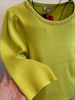 Nanette Lepore Kasper Neon Lime Chain-Trim Crewneck Sweater thumbnail 9