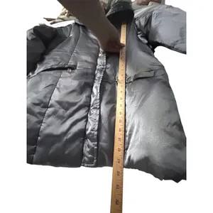 Womens Silver‎ Puffer Jacket Coat Faux Fur Trim Hooded Winter Cabincore Large thumbnail 8