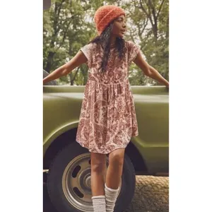 Free People Women's All The Time Velvet Paisley Mini Dress In Petal Pink Combo thumbnail 2