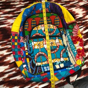 Unique Unisex African custom handmade patchwork backpack school work laptop computer bag purse large Measurement in pics thumbnail 6