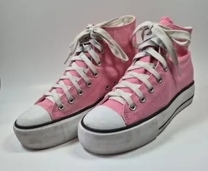 High Top Pink Women Shoes Size 7 Pink Girly College Thrashed thumbnail 1