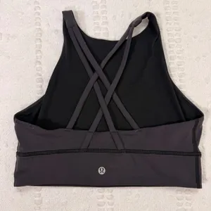 Lululemon Free To Be Serene Bra High Neck Black Gray Size 8 LW2BZ1S Strappy Back thumbnail 1