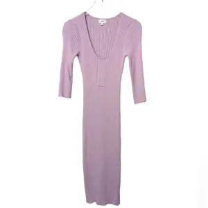 LPA Salvatore Dress in Lilac Ribbed Knit Midi size‎ Medium thumbnail 3