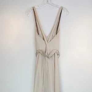 White by Vera Wang Cream Chiffon V Neck Cross Back Full Length Gown Size 4 thumbnail 15