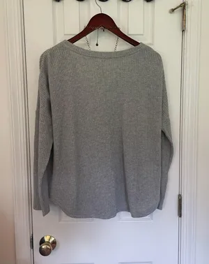 Target Colsie Grey Waffle Knit Button Down Thermal thumbnail 9