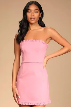Lulus Little Lovely Light Pink Strapless Mini Dress thumbnail 1