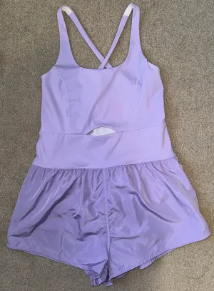 Romp around town TCEC purple cutout athletic romper from hazel & olive boutique thumbnail 4