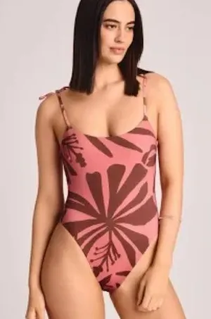 Vitamin A Coral & Burgundy Tropical-Print One-Piece Swimsuit thumbnail 1