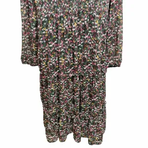 DRAPER JAMES RSVP Dark Green Chiffon‎ Floral Smocked Long-Sleeve Midi Dress, XXL thumbnail 5