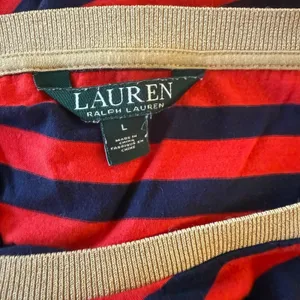 Lauren Ralph Lauren Women’s Top Sz LG Red Navy‎ Stripe Gold Buttons Equestrian thumbnail 5