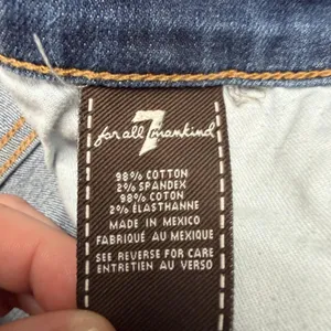 7 For All Mankind Standard Jeans Womens 31 Blue Straight Denim Stretch Raw Hem thumbnail 5