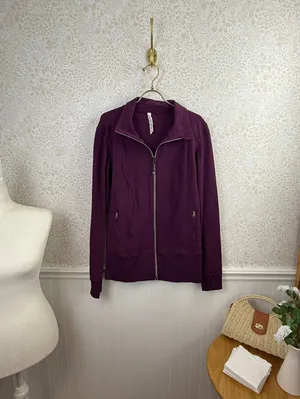 Lululemon Women's Plum Nice Asana Full Zip Activewear Jacket - Size - 12 thumbnail 4