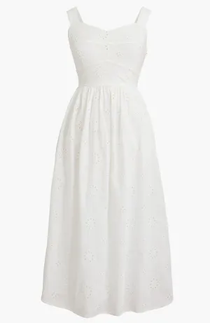 J.CREW White Eyelet MIDI Dress Size 2 thumbnail 4
