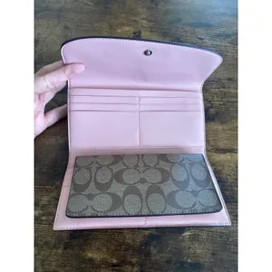Coach Soft Wallet OS Pink Signature Canvas Leather Slim Envelope F57319 thumbnail 3