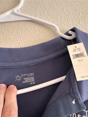NWT aerie Boxy Cropped Polo Top in Navy - Women thumbnail 2