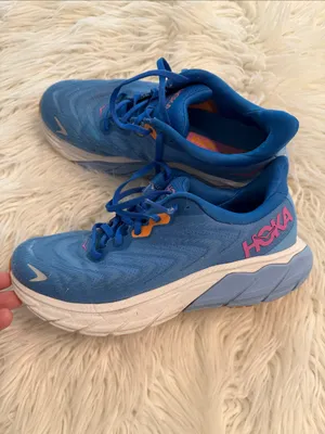 Hoka Blue Running Shoes with Pink Logo and Orange Accents in fair/ good condi thumbnail 6
