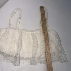 Aerie Bralette Pullover Wireless Lace Overlay Crop Top Bra Cream‎ Size Large thumbnail 4