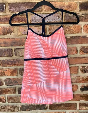 Nike Coral Striped Tankini Swim Bathing Suit Top Women's Size 14 thumbnail 1