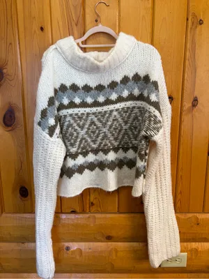 Free People Alpine Women's Pullover Sweater in Snowy Forest size Medium thumbnail 2