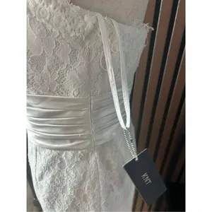 KNT LTD Wedding Short Mini Dress sz 6 Ivory lace Strapless Sheath thumbnail 3