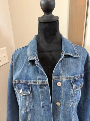 Old Navy‎ Jean Denim Jacket Button Front Medium Wash Heavy Cotton XL thumbnail 2