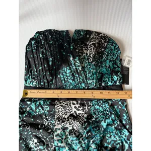 Guess Strapless Dress Party Cocktail A-Line Animal Print Green‎ Multi 6 thumbnail 3