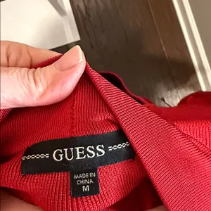 Guess Red Mock Neck Sweater Dress‎ Size M NWT Bodycon Ribbed Knit Chic thumbnail 5