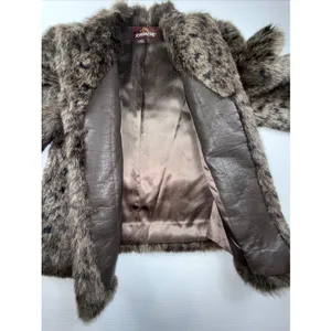 Vintage Jordache Brown Faux Fur Coat jacket Leopard Print Size 7/8 thumbnail 6