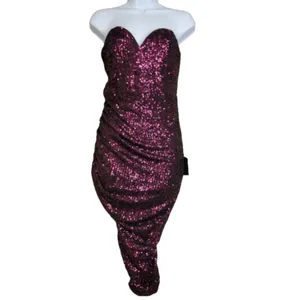 LULU's Prom Wedding Sexy Sophisticated Slimming Sequin Bustier Strapless Dress thumbnail 3