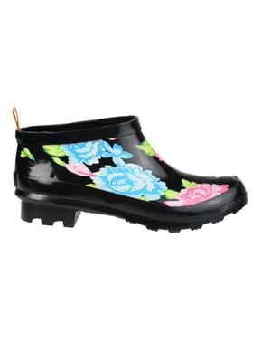 NWT Journee Collection Womens Short Rainer Rain Boot Bootie Floral Black 7M thumbnail 3