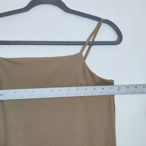 H&M Khaki Fitted Midi Slip Dress Size Small NWT Flaws thumbnail 5