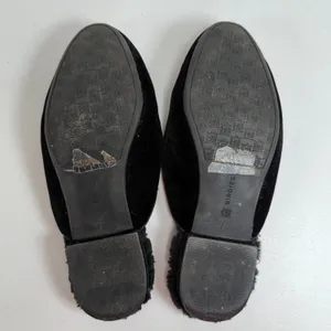 Birdies Size 7 Classic Phoebe Slippers Black Velvet Faux Fur Slide Shoes Women's thumbnail 7