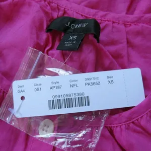 NWT J.Crew Belted Button-up Maxi in Neon Flamingo Pink Tiered Cotton Dress XS thumbnail 4