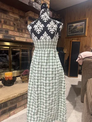 Final Touch White and Green Plaid Maxi Dress thumbnail 2