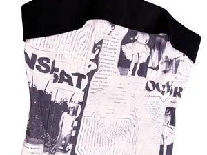 With Jean Off White Black Carla Read All About It Newspaper Corset Top XS NWOT thumbnail 4