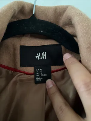 H&M Double Breasted Tan Camel Wool Belted Trench Coat 10 Quiet Luxury Preppy thumbnail 3