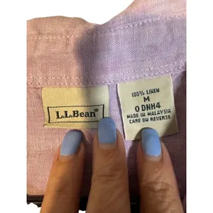 L.L. Bean Lilac Purple Linen Long Sleeve Collared Button Down Shirt Women Sz M thumbnail 7
